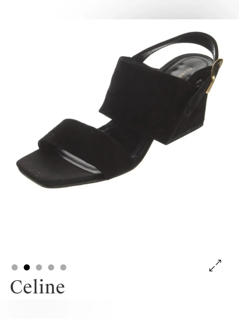 Celine Black Suede Block Heel Slingback Sandals - Picture 2 of 9